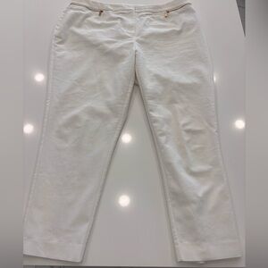Calvin Klein White Straight-Leg Pants with Gold Accents Size 16